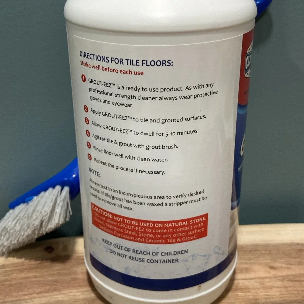 1 Quart New Clean-eez Grout-eez Grout Cleaner With Brush Professional Quality